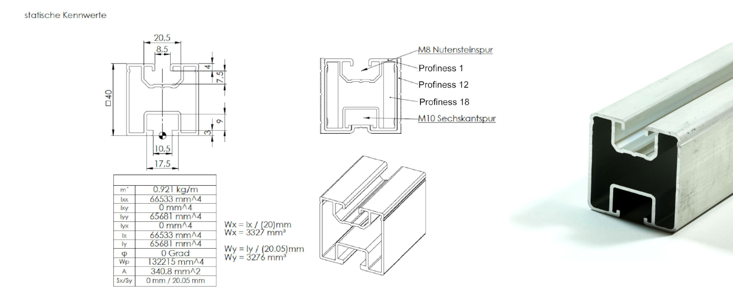 Performance Montageschiene 40×40 mm verstärkt – Aluminium